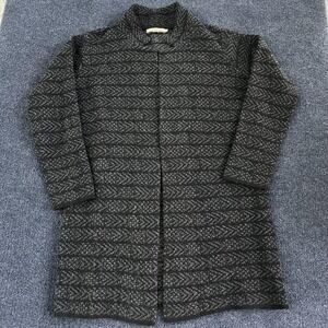 Chiaramente Long Sweater Coat Womens Medium Black Gray Wool Knit Made Italy